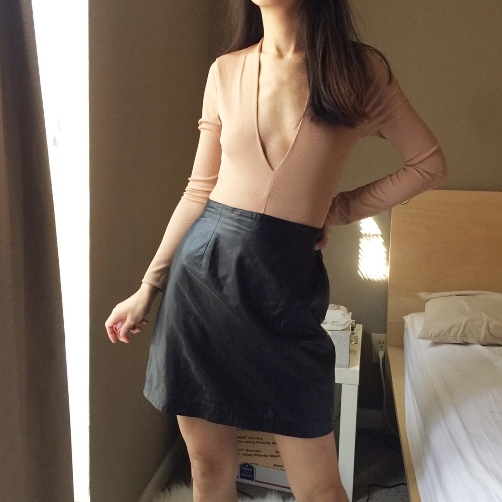 Tannery West Soft Leather Skirt In Black.-Ba4